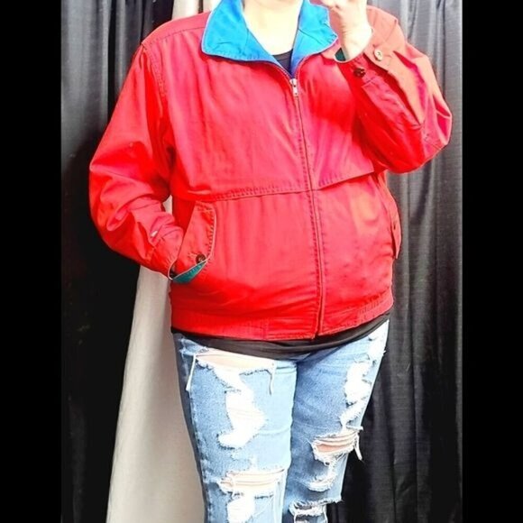 Vintage London Fog Bright Red Blue Contrast Zip Up Jacket - Picture 2 of 16